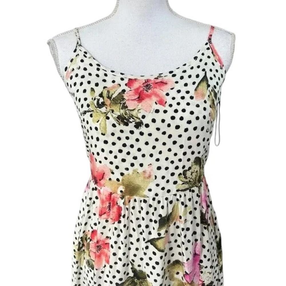 Stillwater Floral Polka Dot Open Back Maxi Dress M NWT Side Slit Pockets Boho - Picture 3 of 10
